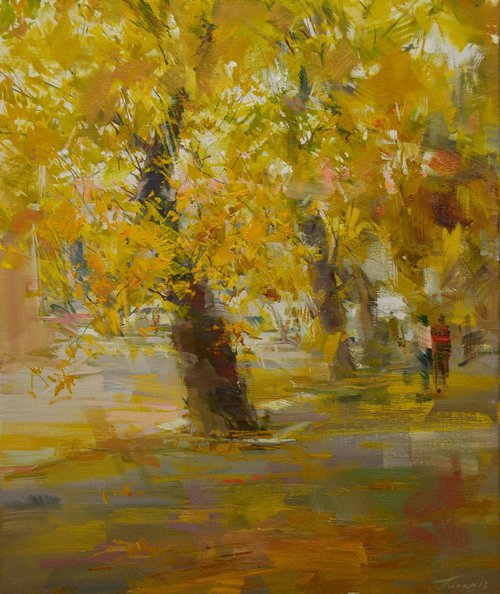 Autumn landscape painting "Autumn Rain" by Yuri Pysar