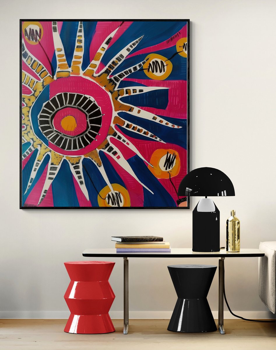 Abstract Painting By V+V Kniazievi, 53 X 59", Intergalactic Flowers #2, Original Artwork