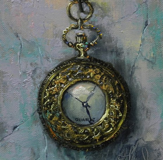 "Time is gold" Original painting Framed