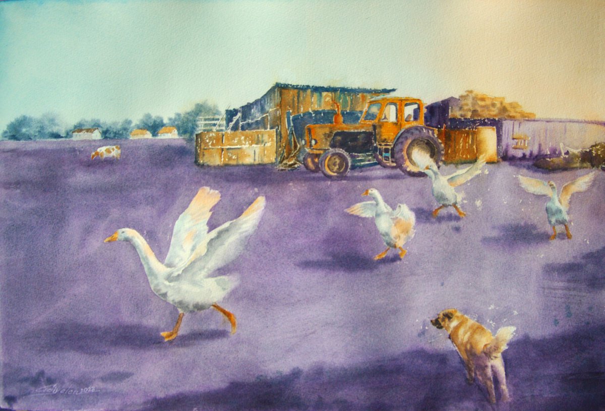 Dancing geese by Elena Gaivoronskaia