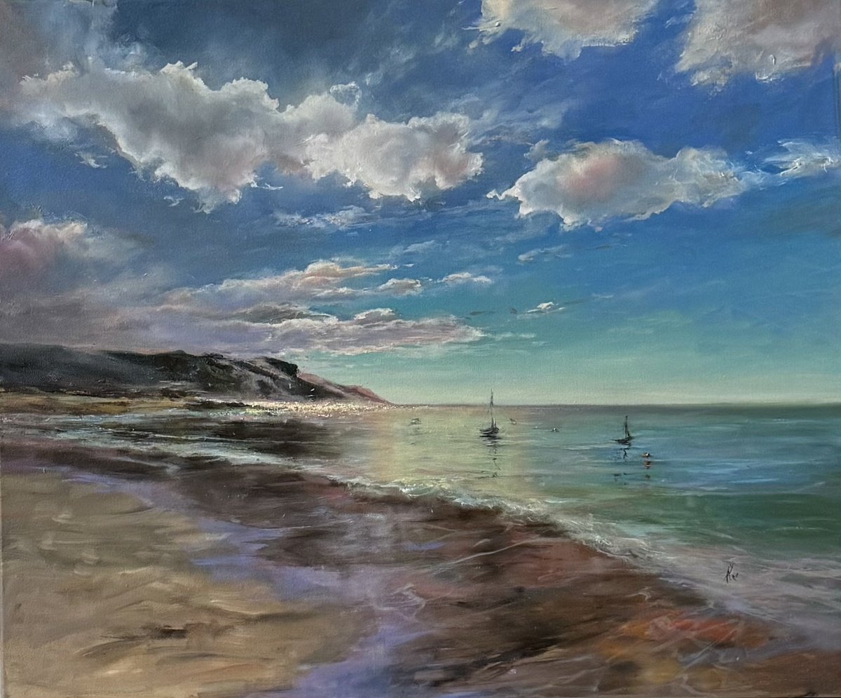 Photorealistic Oil Painting , Morning Calm By The Sea By Alesia Yeremeyeva, 24 X 20, Artwork For Sale On Artfinder