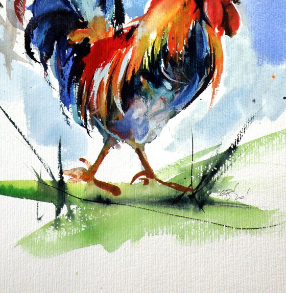 Walking rooster