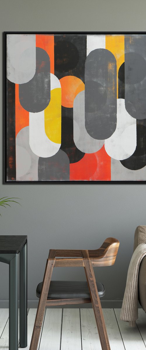 Traffic Mono grey - Incl black Frame - 85x85 cm - 11F by Ronald Hunter