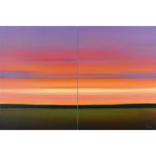 Dynamic Sunset - Colorful Abstract Landscape by Suzanne Vaughan