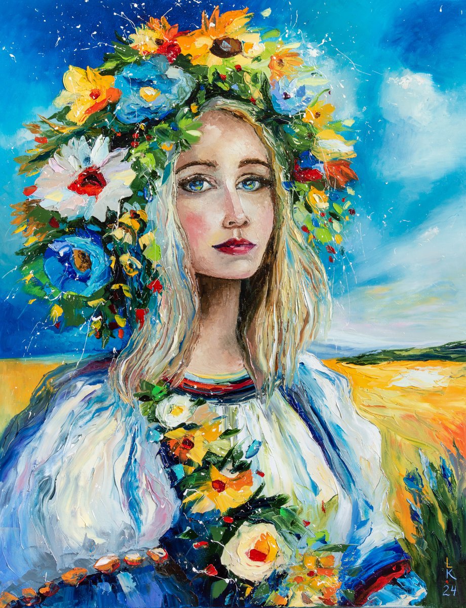 Impressionistic Portrait Oil Painting By Liubov Kuptsova, 28 X 35", Ukrainian Woman, Original Artwork