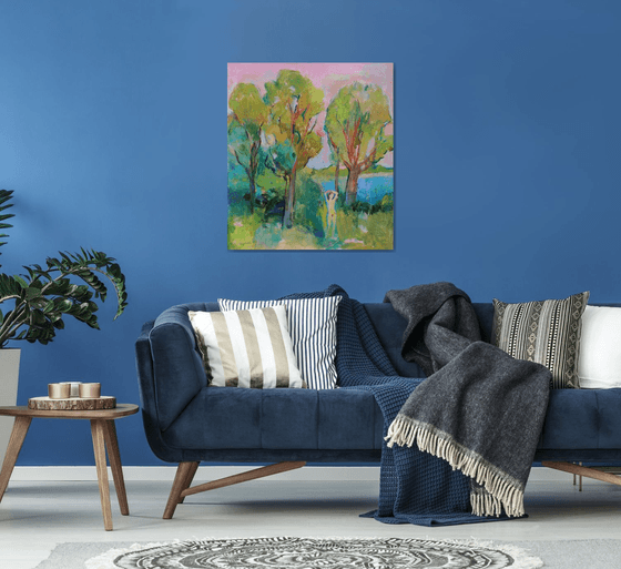 The girl is sunbathing