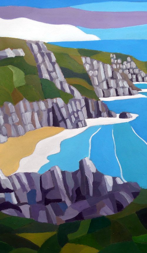 View towards The Logan Rock, Porthcurno by Tim Treagust