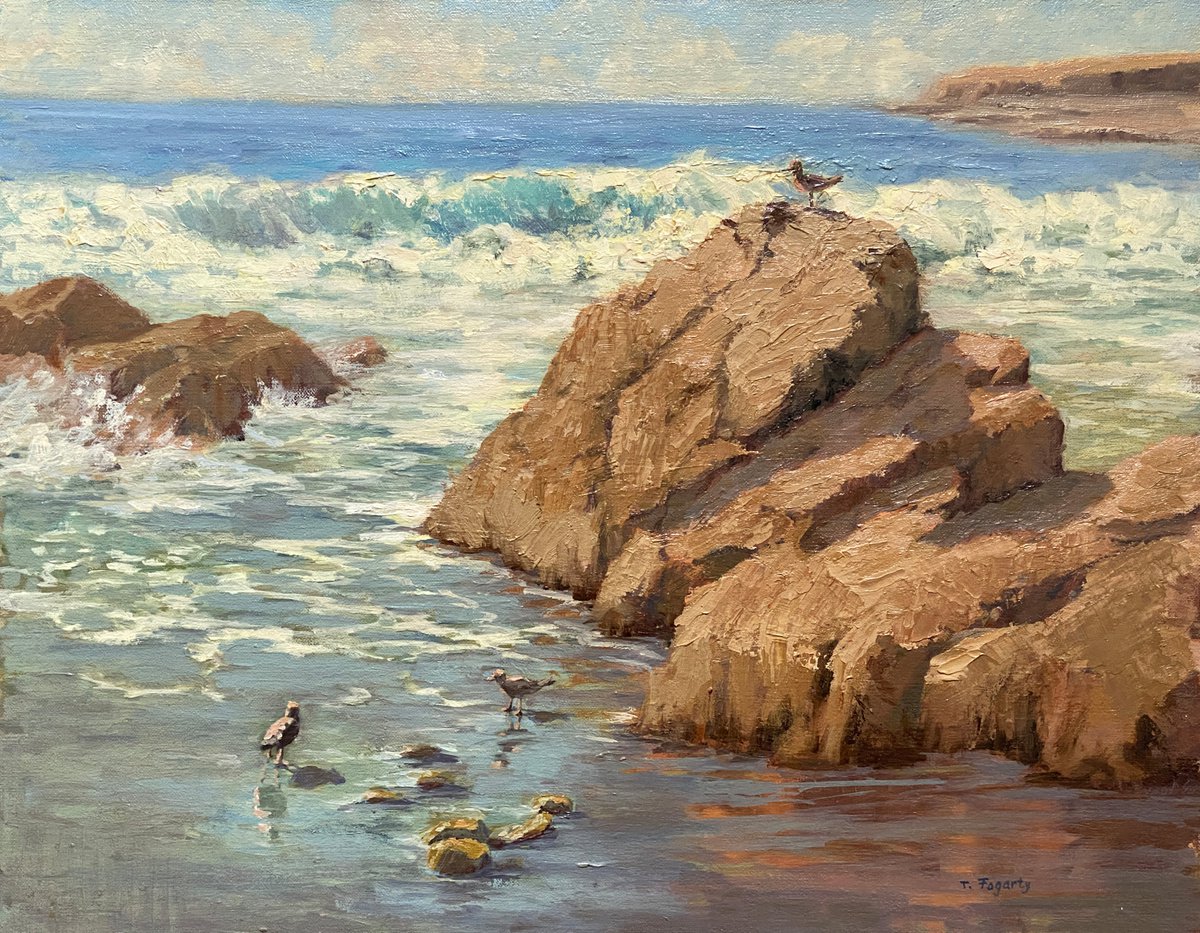 Waves And Rocks On California Coast By Tatyana Fogarty, 20 X 16, Artwork For Sale On Artfinder