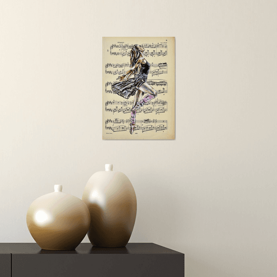 Ballerina XLV- Vintage Music Page, GIFT idea