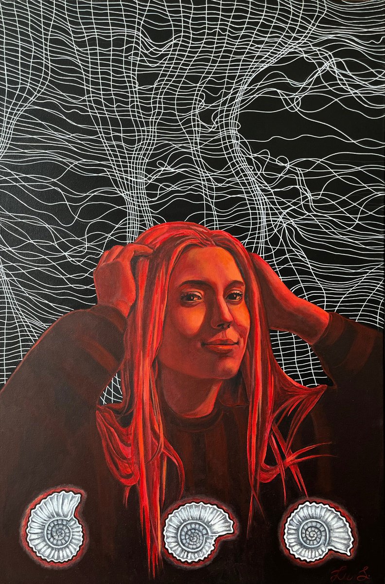 Portrait Acrylic Painting By Lu Sakhno, 24 X 36", Alisa, Original Artwork