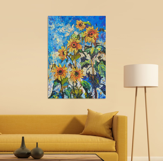 Sunflowers Under the Sky