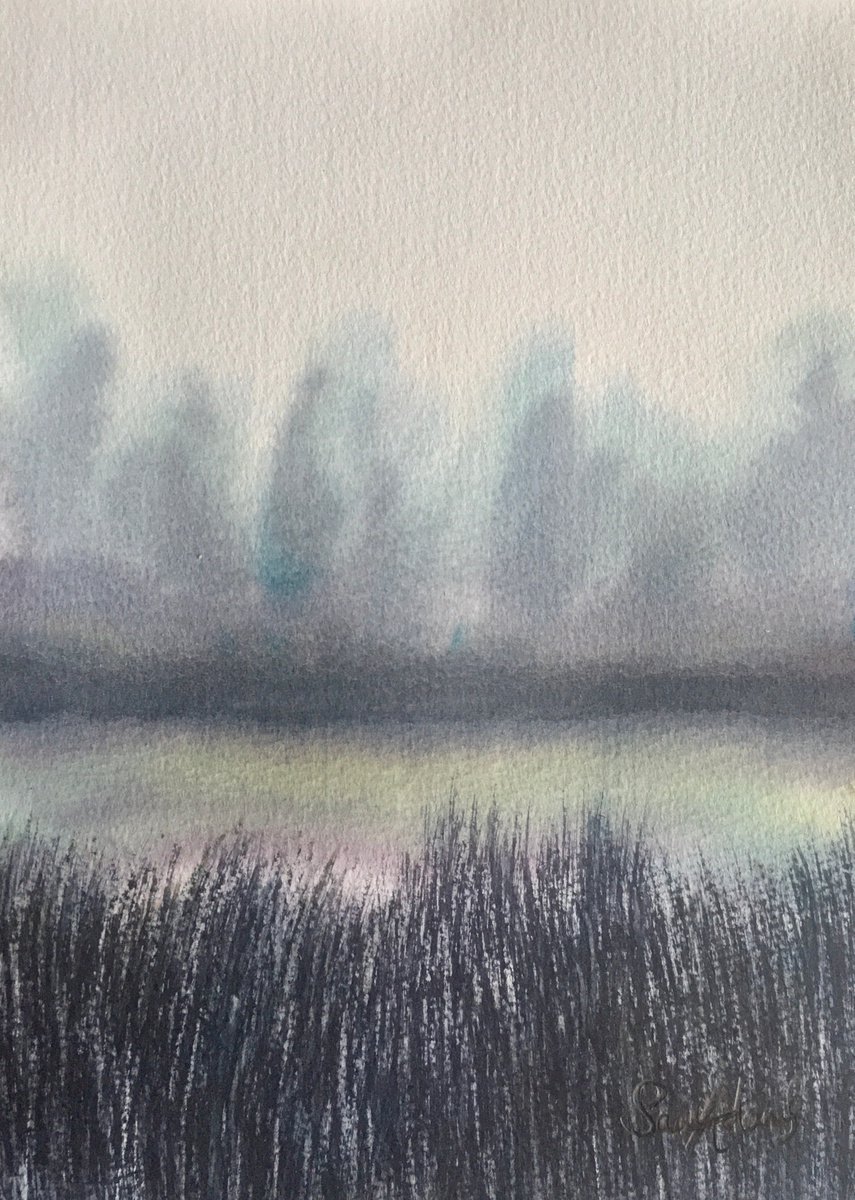 River stour at Tarrant Keyneston by Samantha Adams professional watercolorist