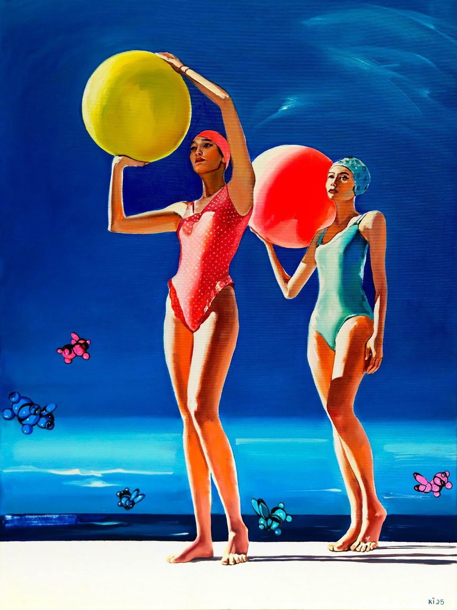 Urban And Pop Oil Painting , Girls At The Sea By Igor Konovalov, 35 X 47, Artwork For Sale On Artfinder