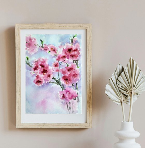 Purple Orchids and Pink Sakura Set of two