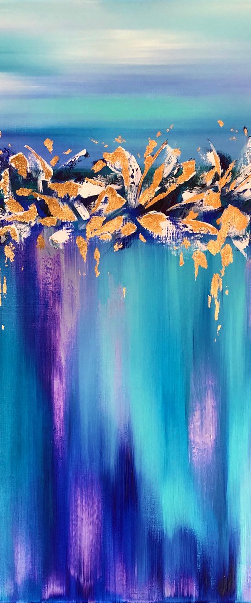 INDIGO WAVES - Event horizon. Purple blue. Abstraction. Modern sea. Wall Art. Very Peri. by Marina Skromova