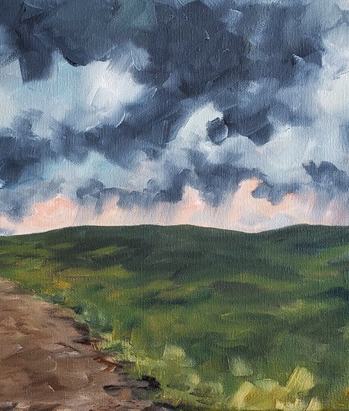 "Prairie Road Summer Storms" - Landscape - Storms - North Dakota by Katrina Case