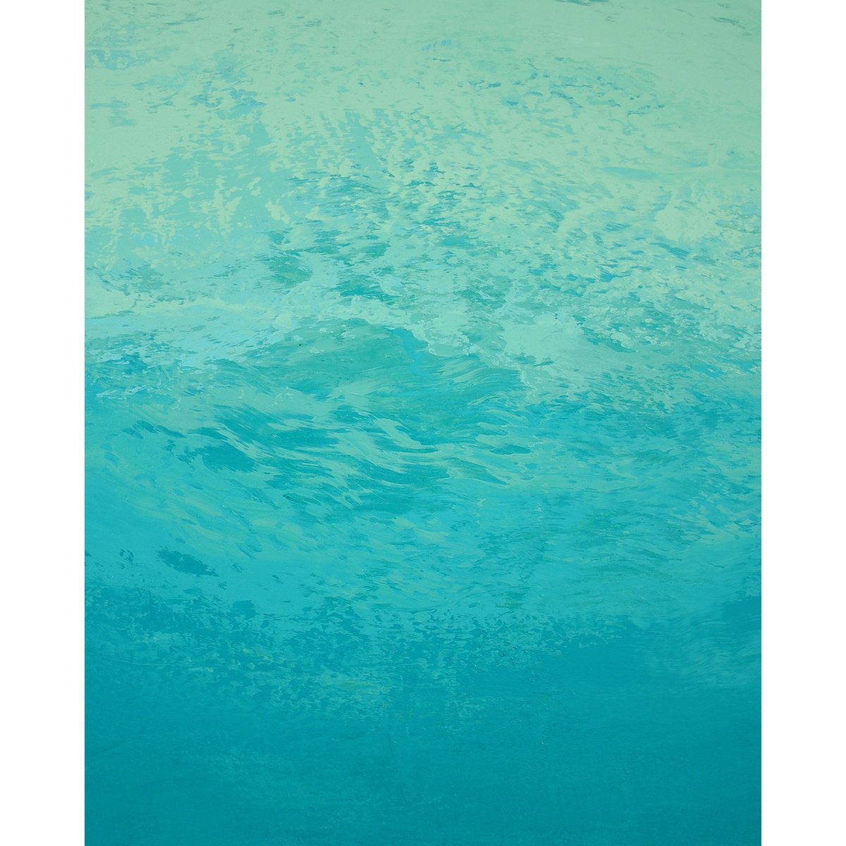 Expressive Abstract Acrylic Painting By Suzanne Vaughan, 24 X 30", Teal Flow - Modern Color Field Abstract, Original Artwork