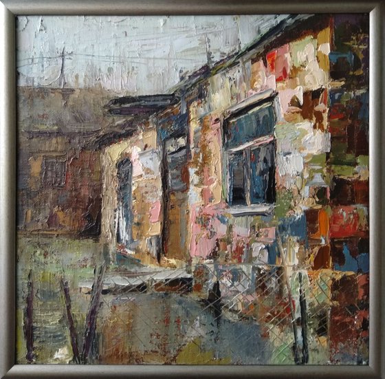 Village(45x45sm, oil painting, impressionism, ready to hang)