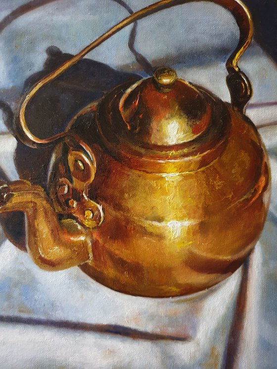 "Old friend.." ( option N2) still life  old teapot  liGHt original painting  GIFT (2020)