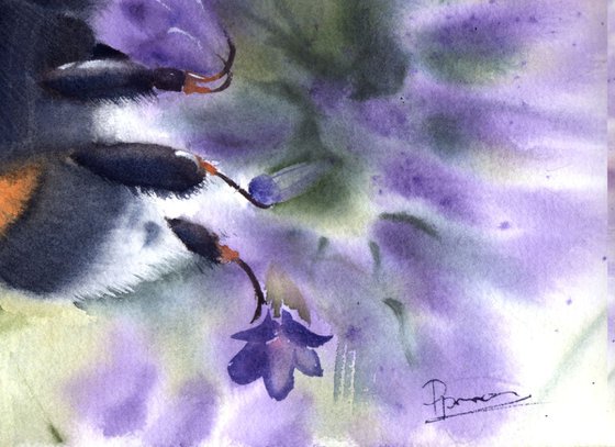 Bumble bee Original Watercolor Painting