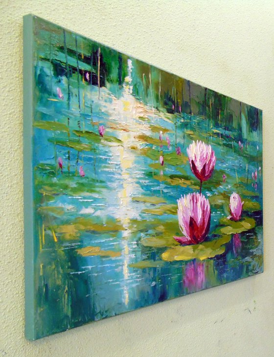 Lilies in a pond