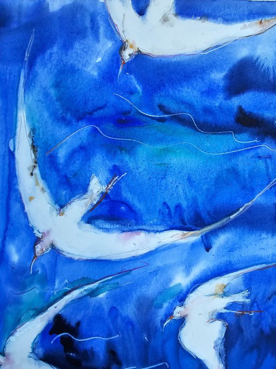 Stormy Lighthouse Mixed Media Art