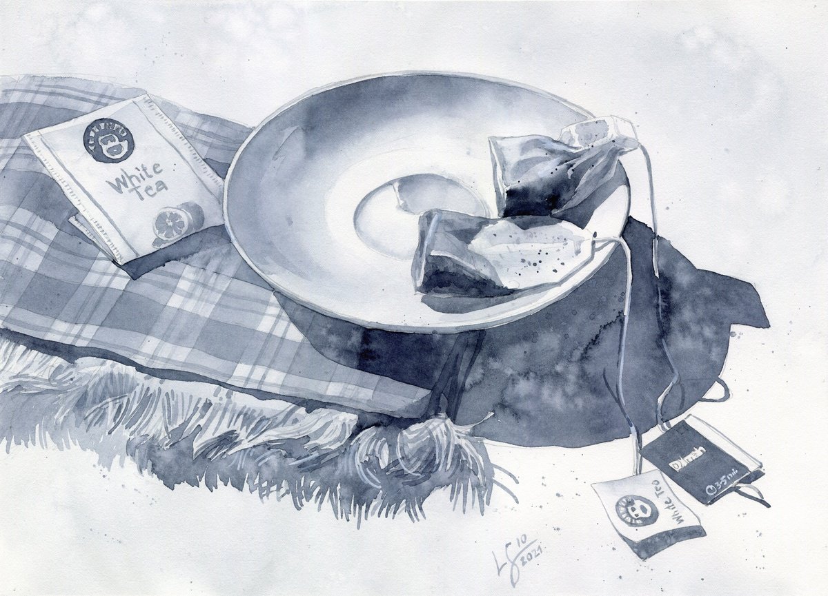 Impressionistic Still Life Watercolour By Svitlana Lagutina, 15 X 11", A Tea Moment, Original Artwork