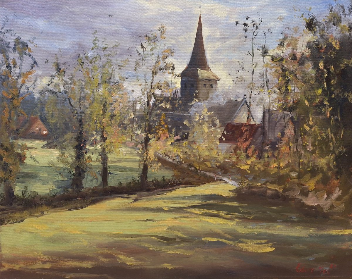Impressionistic Landscape Oil Painting By Robert Mee, 20 X 16", 