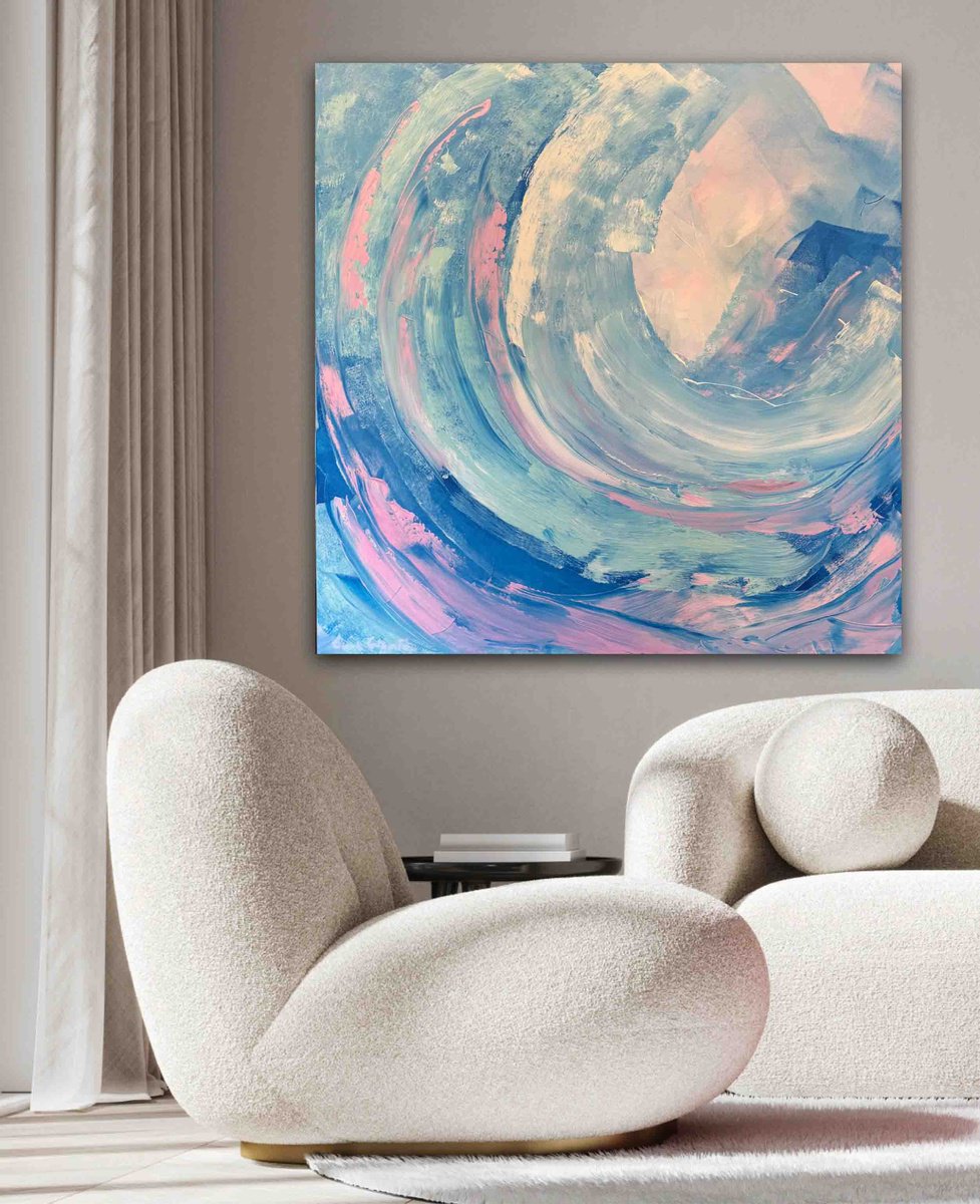 Abstract Landscape Acrylic Painting By Ivana Gigovic, 35 X 35, Celestial Tide, Original Artwork