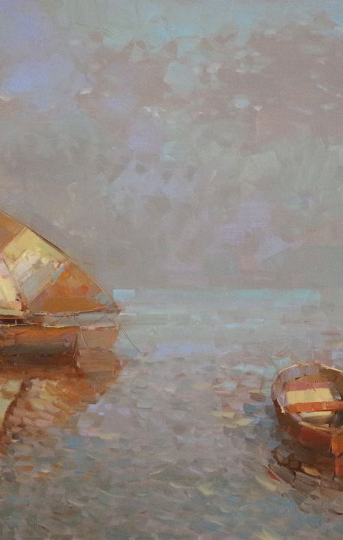 Sail Boats Original oil painting  Handmade artwork One of a kind Large Size by Vahe Yeremyan
