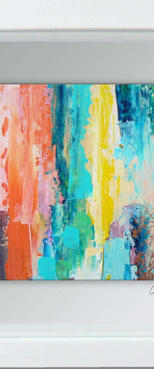 Framed ready to hang original abstract  - Chasing rainbows #1 by Carolynne Coulson