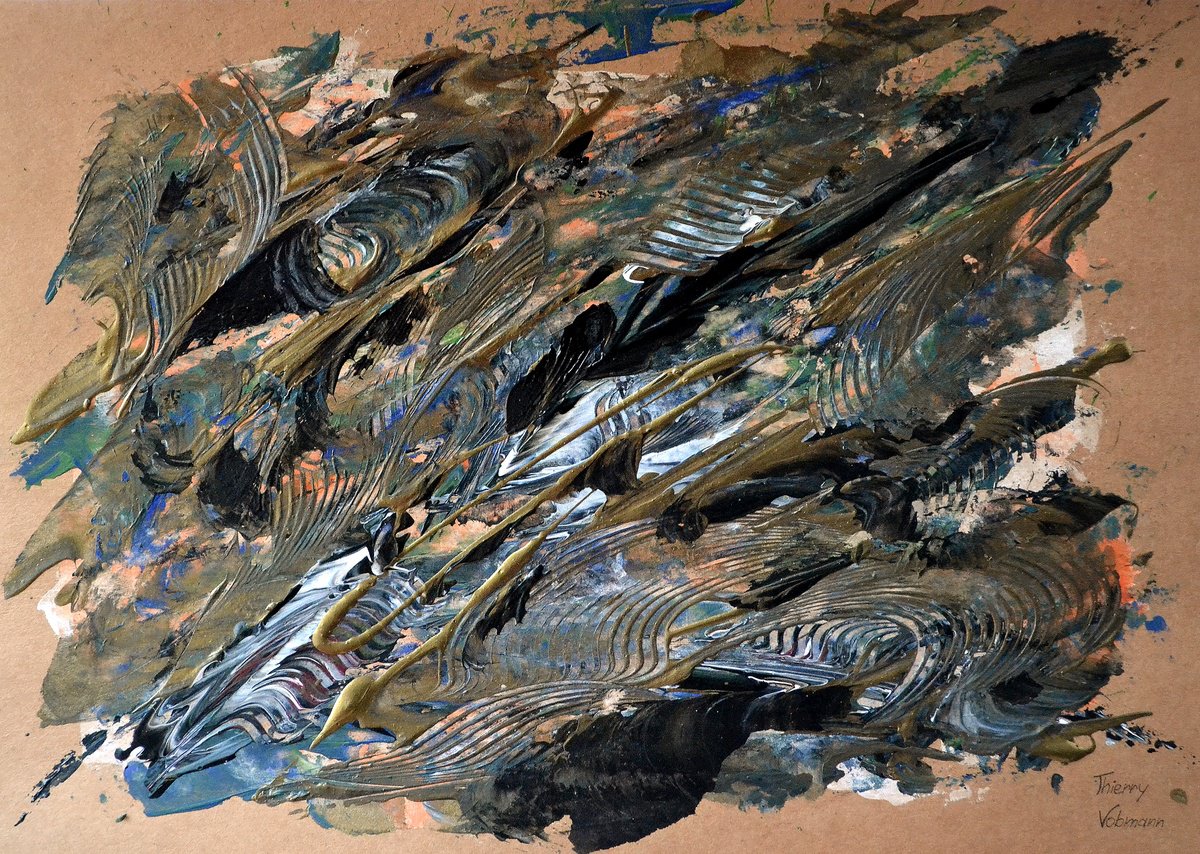 Abstract Acrylic Painting By Thierry Vobmann. Abstract ., 17 X 12", Natural Style 8, Original Artwork