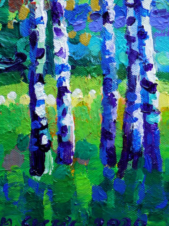 Birch trees by the river