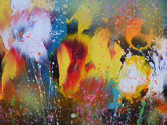 "Abstract flowers" Large Acrylic Painting
