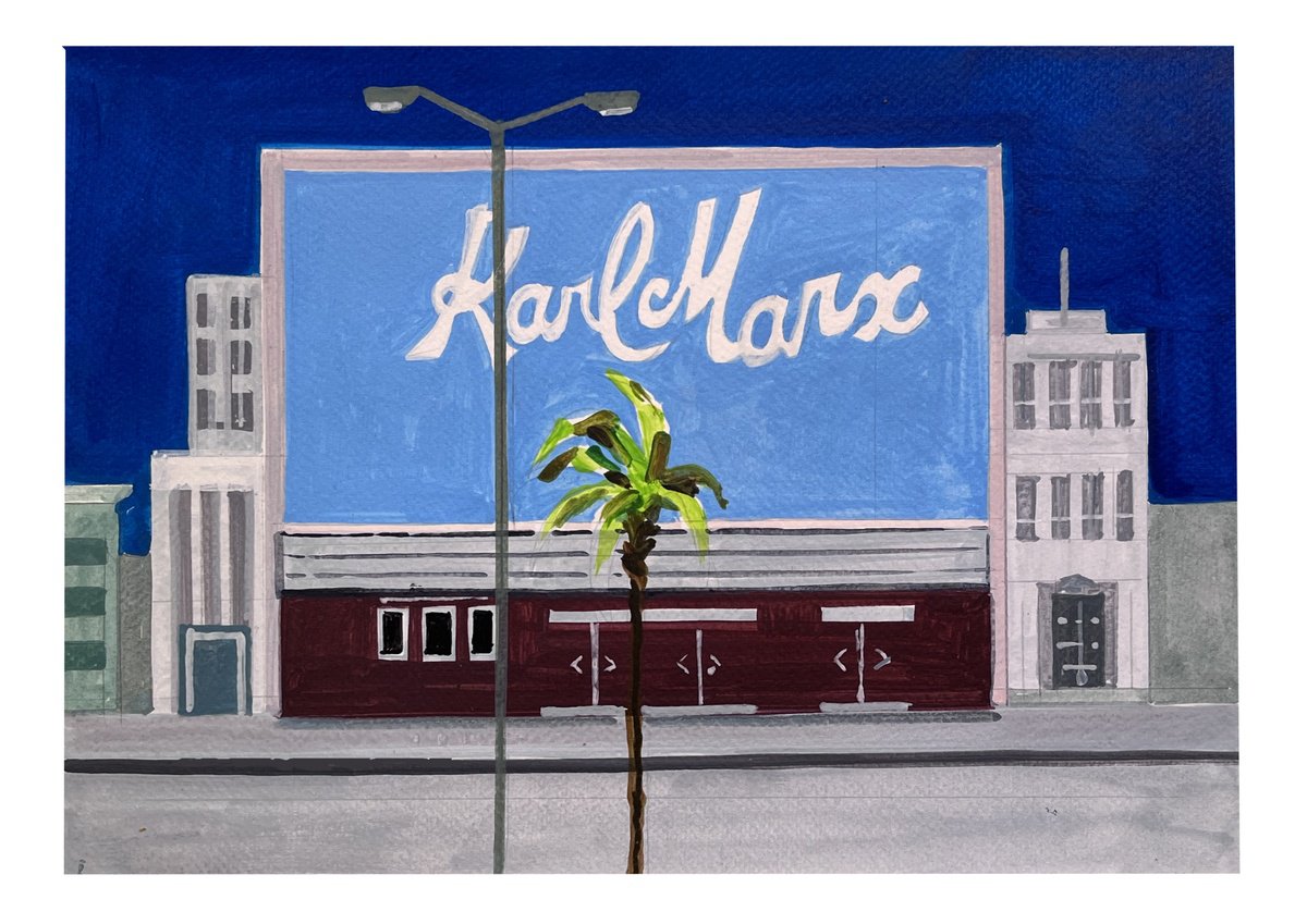 Impressionistic Cityscapes Acrylic Painting By Andre Baldet, 14 X 10, Havana, Movie-Theaters_03, Original Artwork