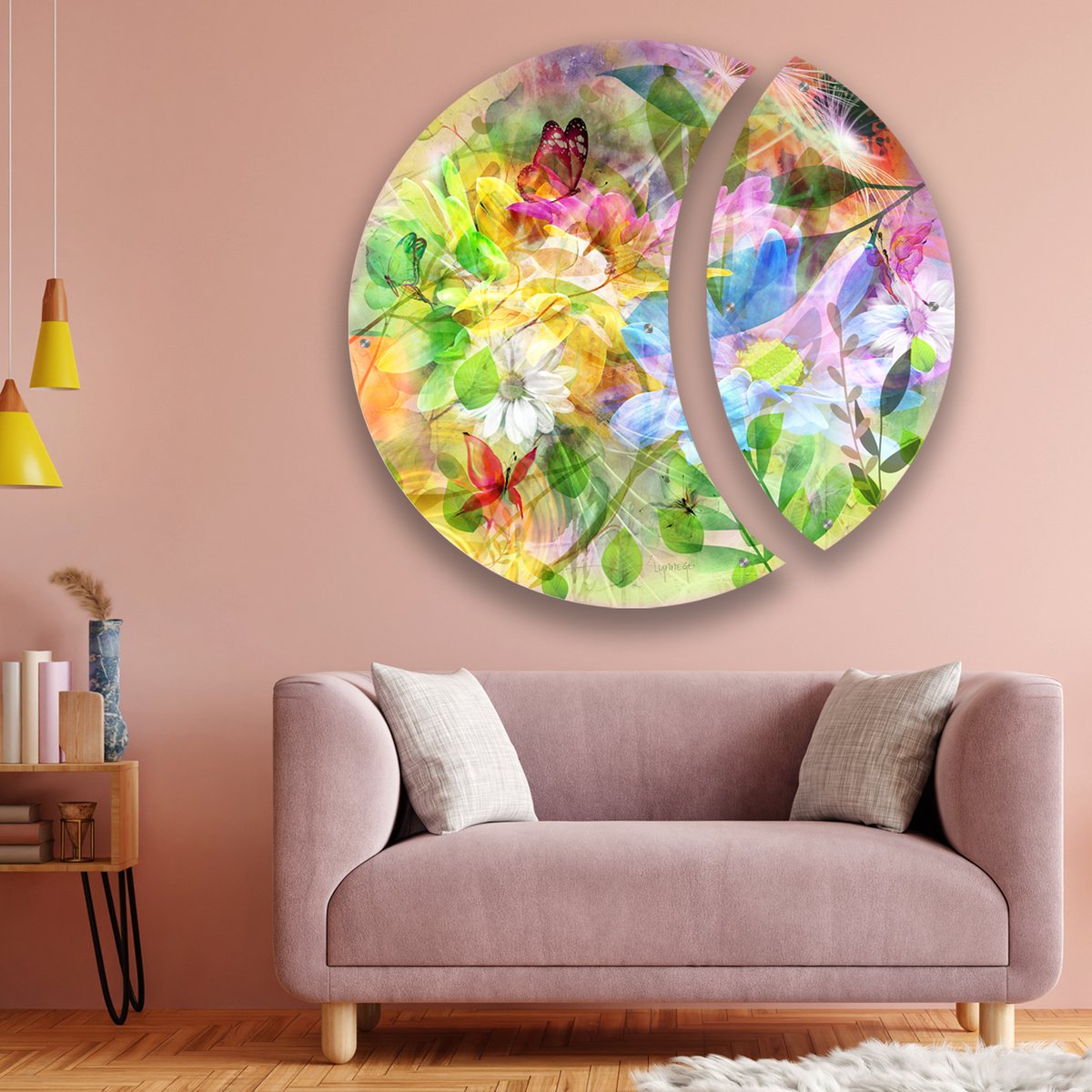 Abstract Print By Lynne Godina-Orme, 49 X 49", Bouquet Of Beauty - Diptych, Original Artwork