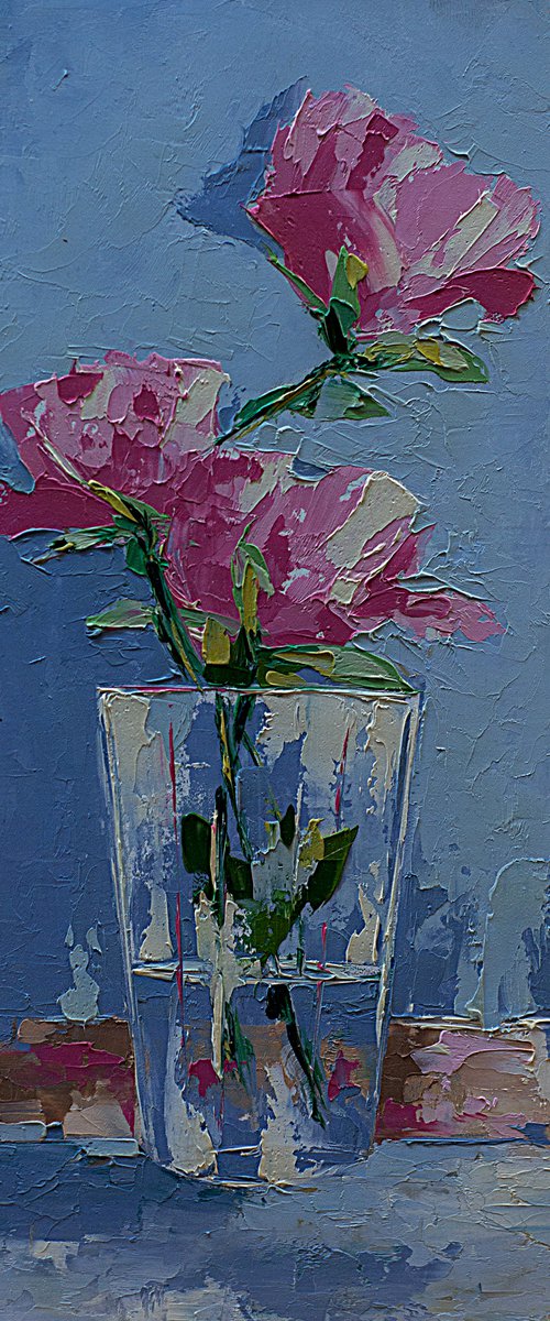 Roses in glass. Still life painting with roses by Marinko Šaric