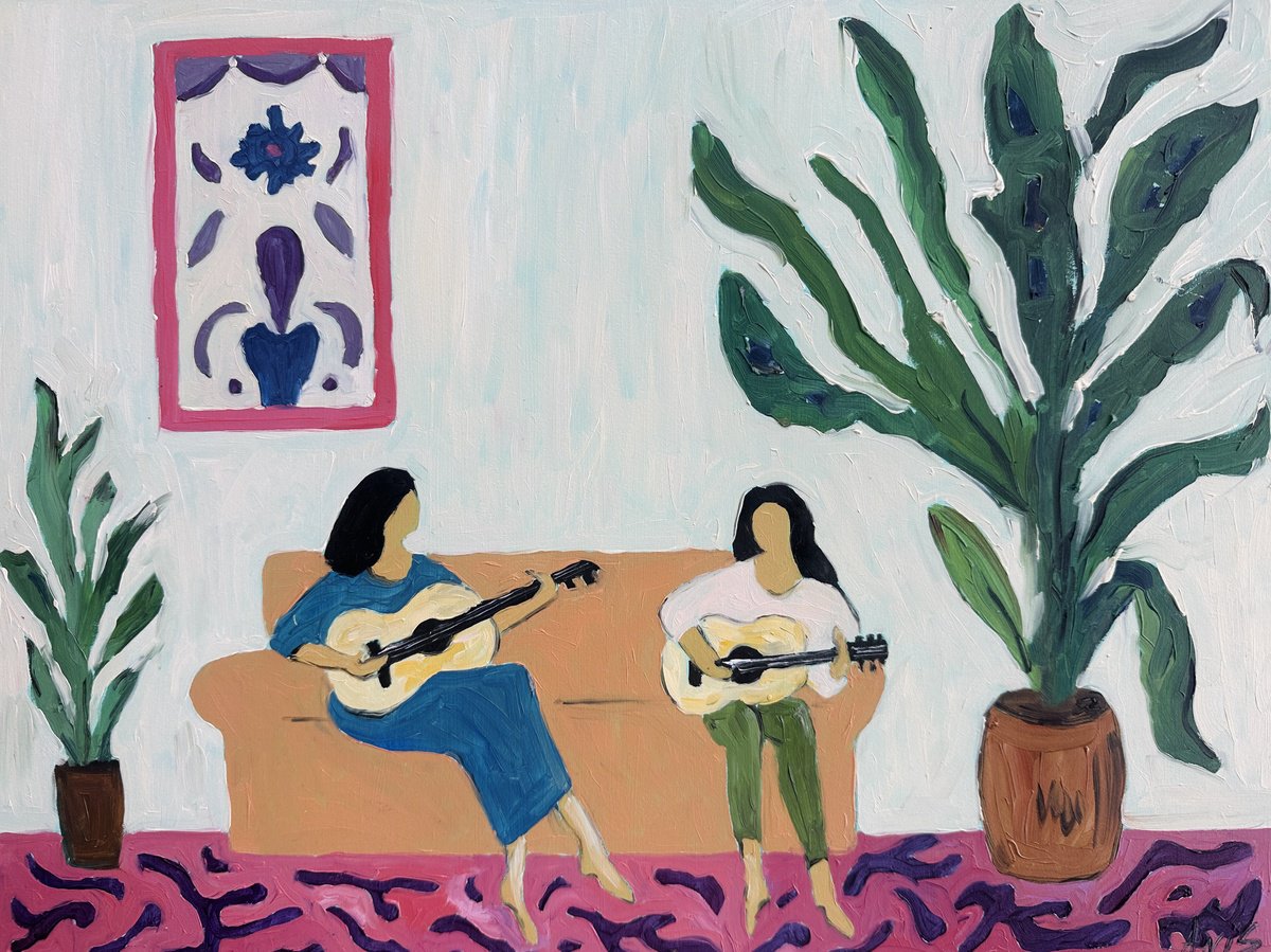 Girls With A Guitar By Irina Anis, 16 X 12, Artwork For Sale On Artfinder