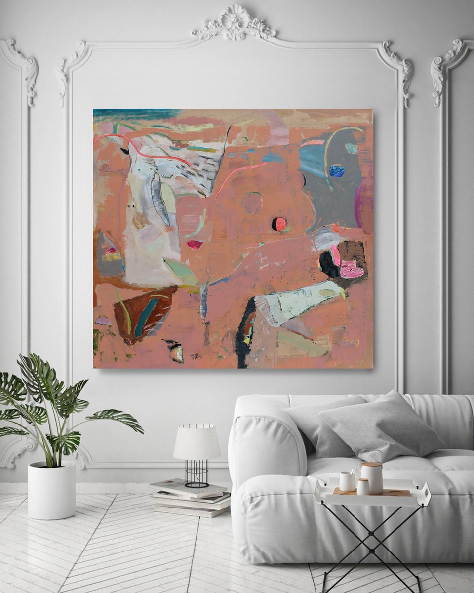 Geometric Abstract Acrylic Painting By Sergiy Dekalyuk, 81 X 75", Composition 24. Breeze, Original Artwork