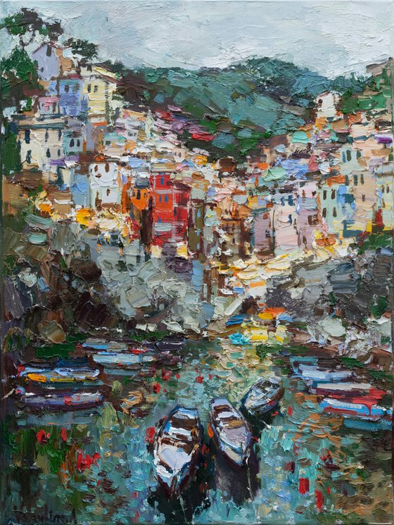 Riomaggiore, Cinque terre - Italian Landscape painting