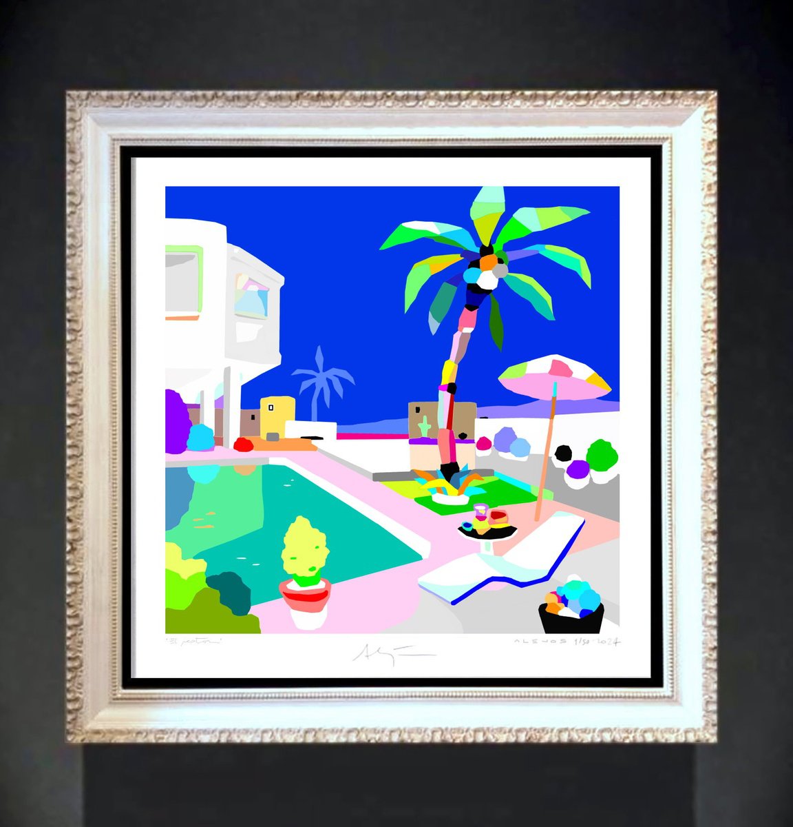 Impressionistic Landscape Giclee Print By Alejos, 17 X 17, Parasol House, Original Artwork