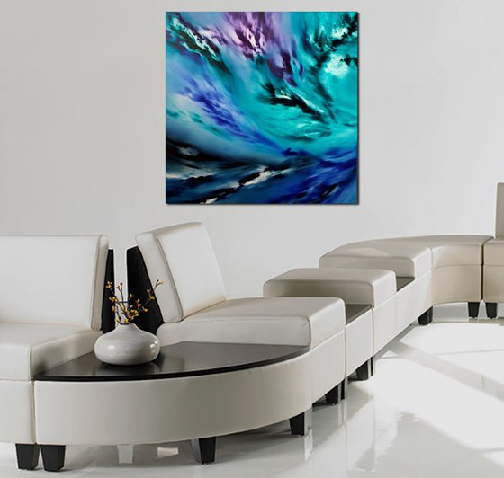A light inside II, 80x80 cm, Deep edge, LARGE XL, Original abstract painting, oil on canvas