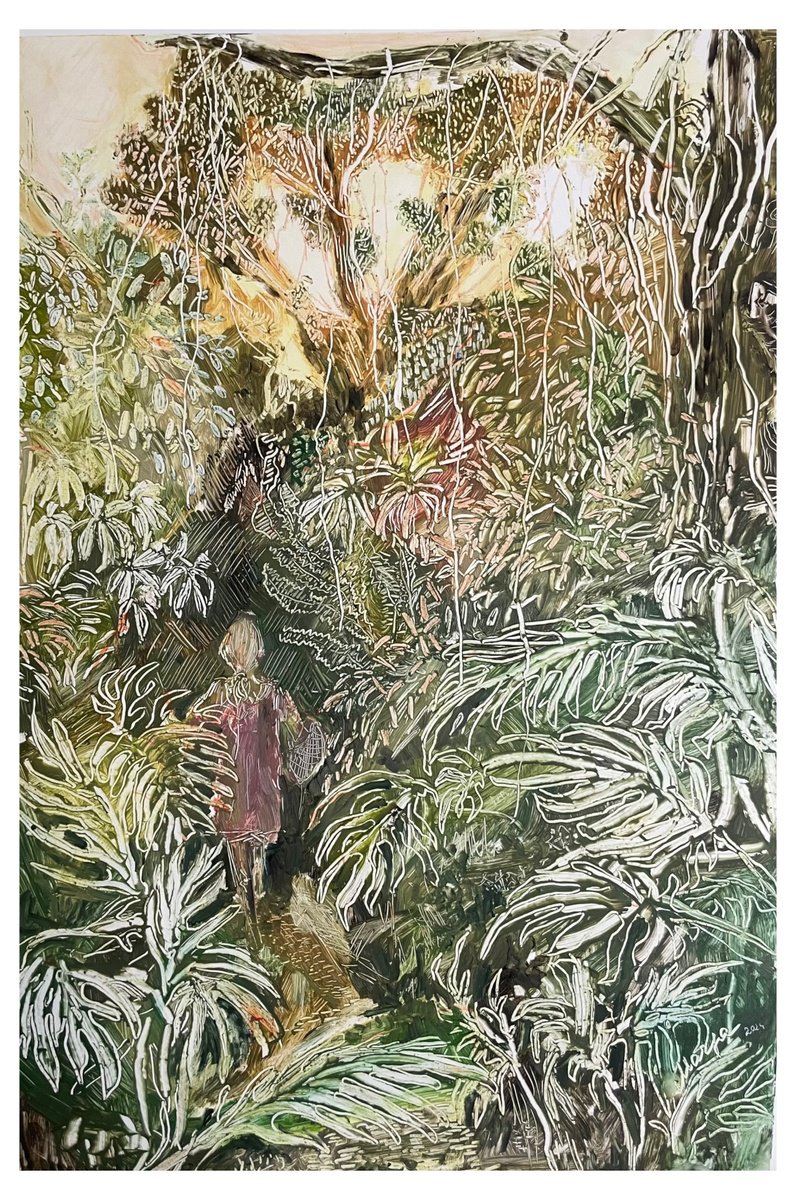 Landscape Oil Painting By Maija Nochevnaya, 13 X 19", Path To A Flower Farm 02, Original Artwork