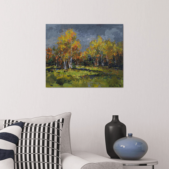 Autumn Birch Grove Landscape painting