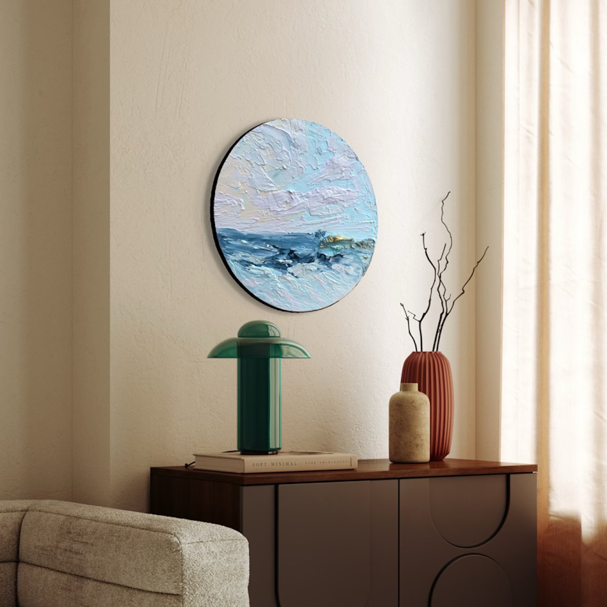 Coogee Vibe Round Texture Landscape 50X50 By Marie Antuanelle, 20 X 20, Artwork For Sale On Artfinder