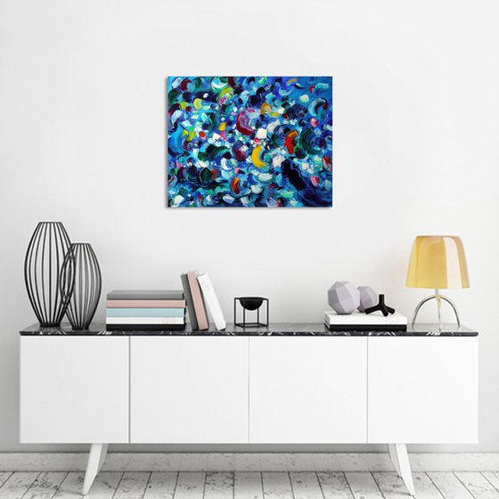 BLUE LAGOON-2. (Palette knife original emotional abstract oil painting)