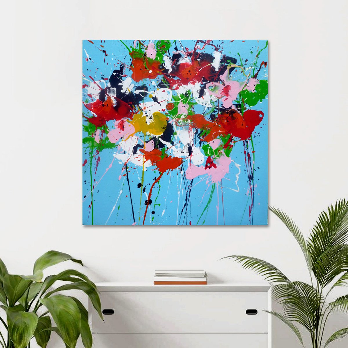 Urban And Pop Acrylic Painting , Posy Blue By Isabelle Pelletane, 24 X 24, Artwork For Sale On Artfinder