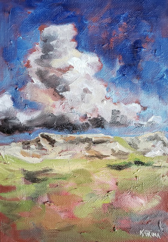 "Thunderhead Over Sentinel Butte" - Landscape - Mountains