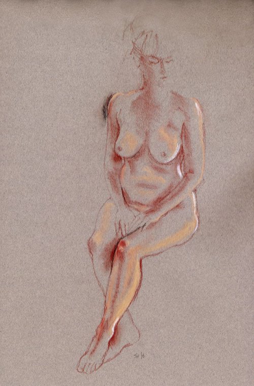 Nude seated, looking to left by Julia Wakefield