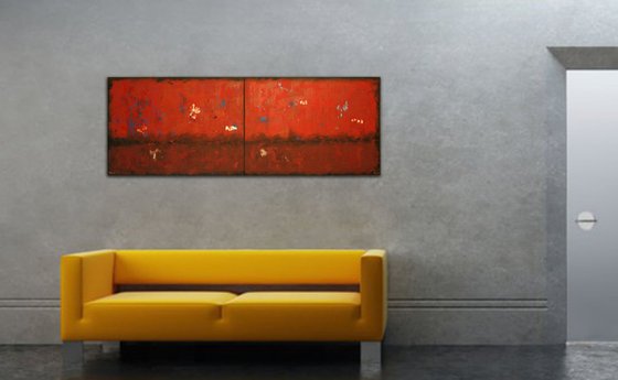 "Red Horizon". Large panoramic abstract.